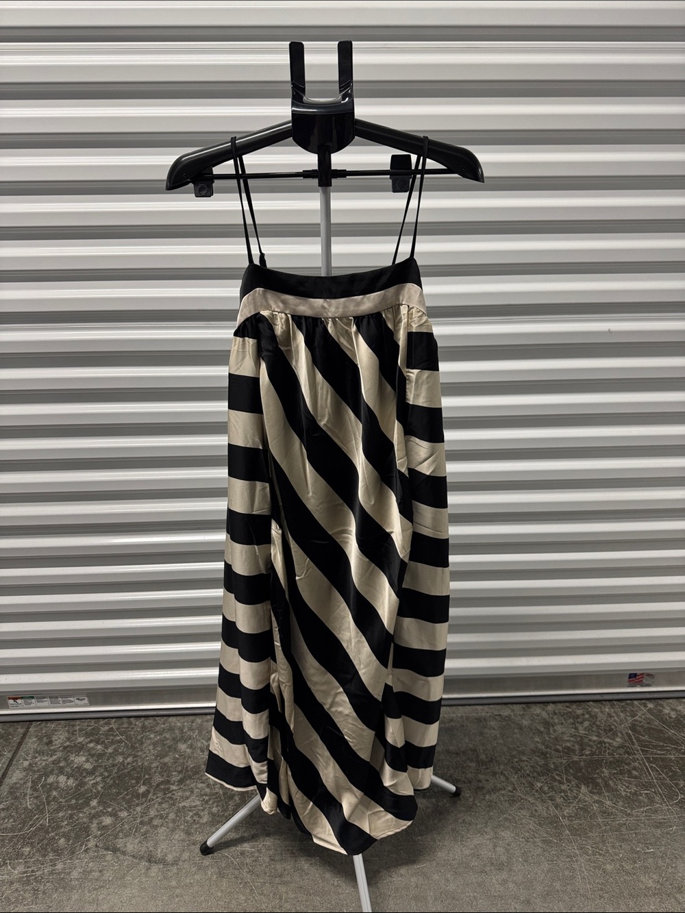 TCEC Black and Cream Striped Spaghetti Strap Dress